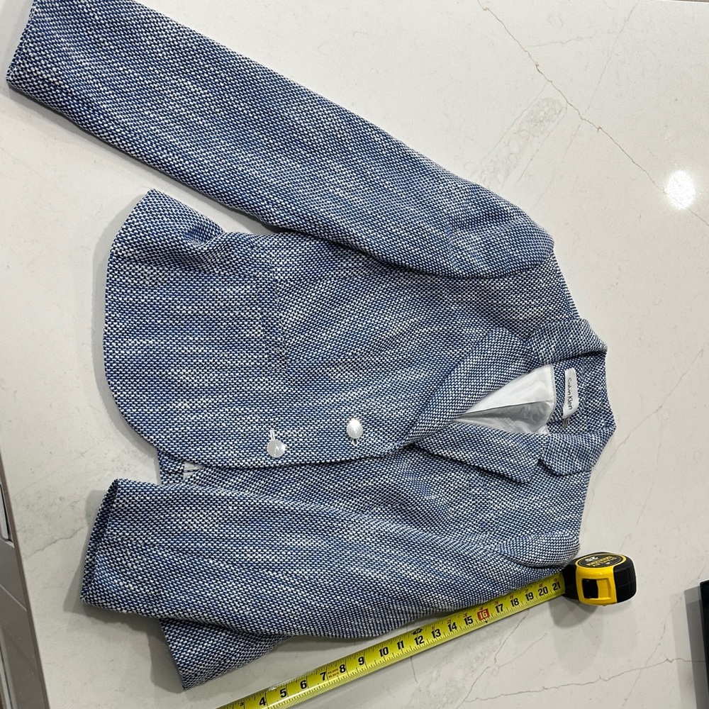 Blue and White Textured Blazer